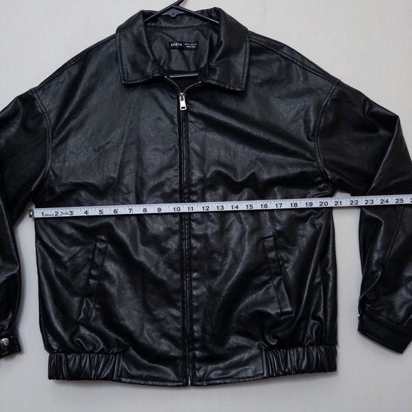 SHEIN XS Women's Jacket Black Faux Leather Zip Front Biker Moto Coat - Picture 5 of 13